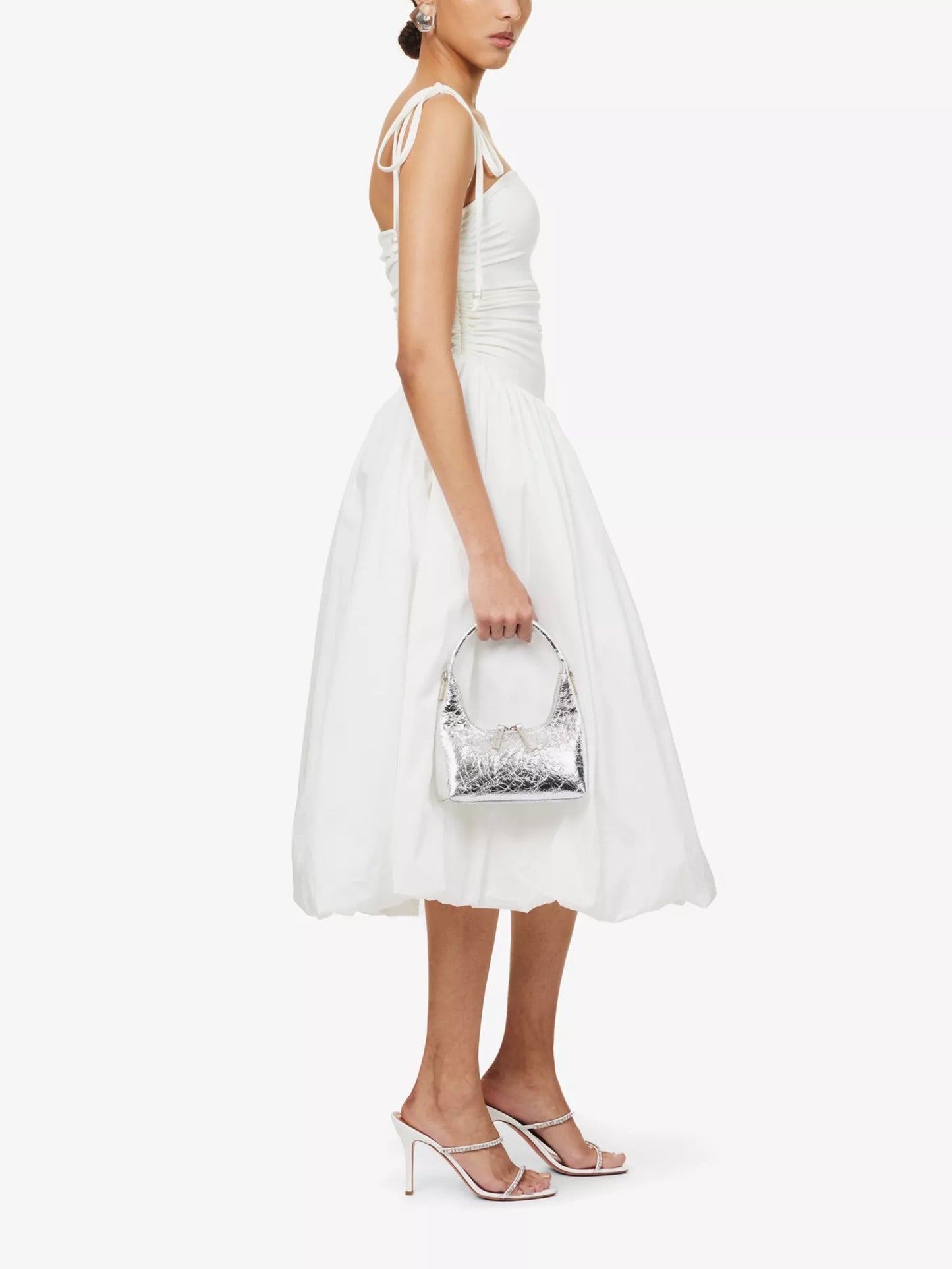 Amy Lynn - Puffball Ruched Stretch-Cotton Midi Dress White