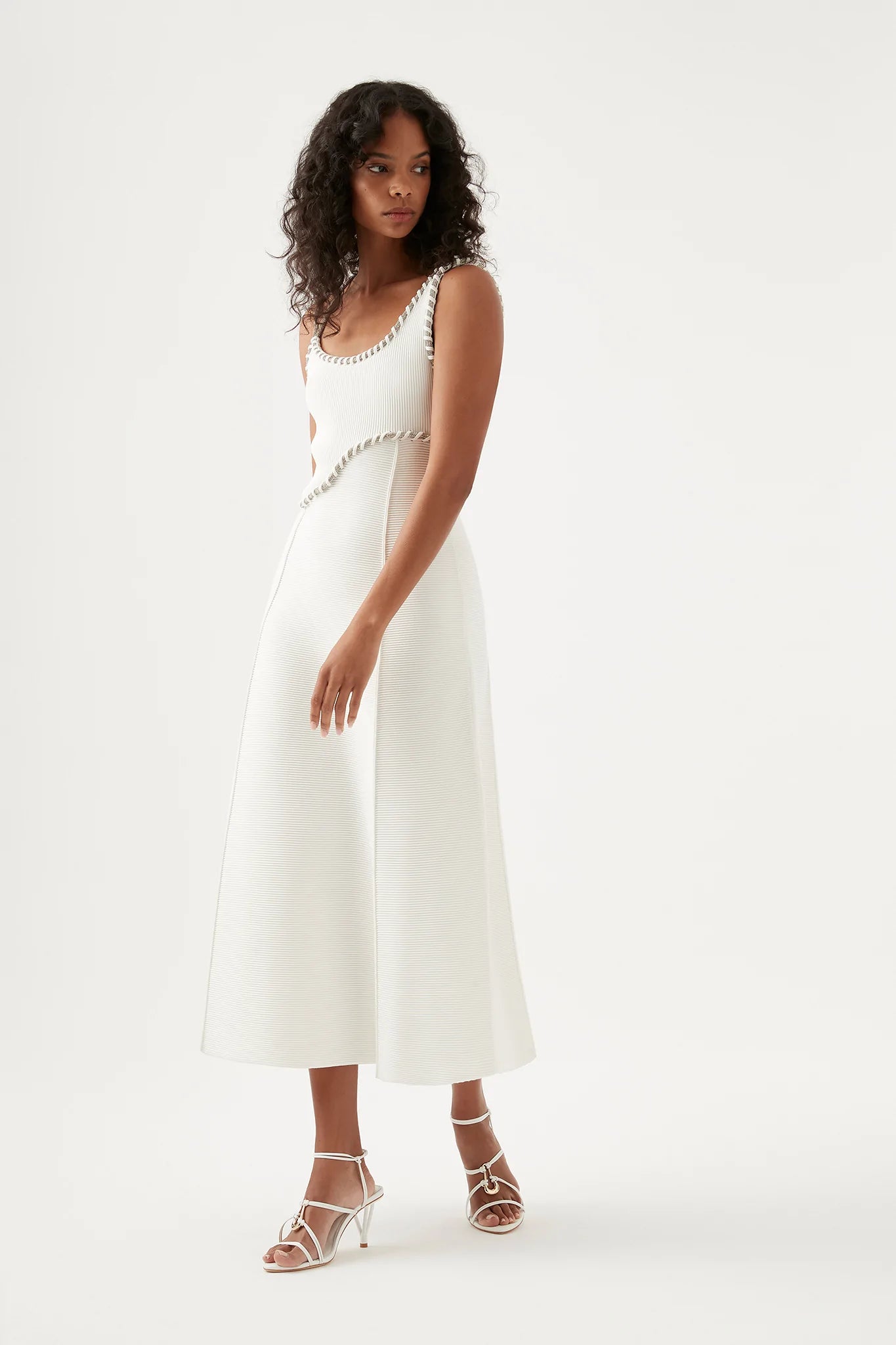 Carve Abstract Knit Midi Dress - Ivory