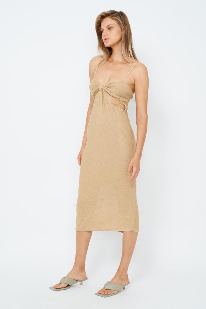 Billie Knit Cut Out Midi Dress - Gold