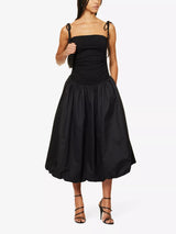 Alexa Spaghetti Strap Stretch Cotton Maxi Dress - Black