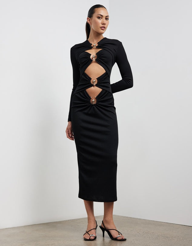 Orbit Ruched Long Sleeve Dress
