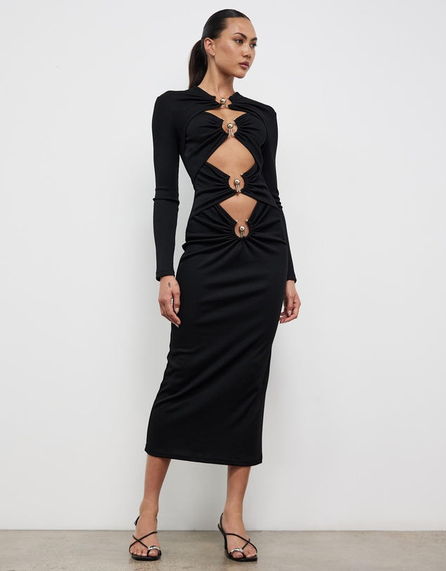 Orbit Ruched Long Sleeve Dress