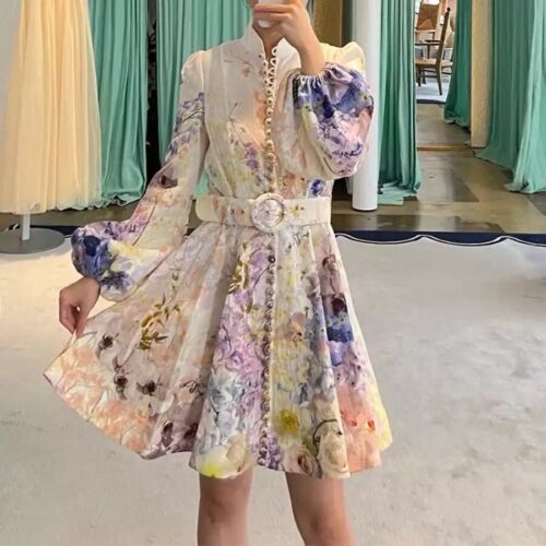 Rhythmic Buttoned Mini Dress Print