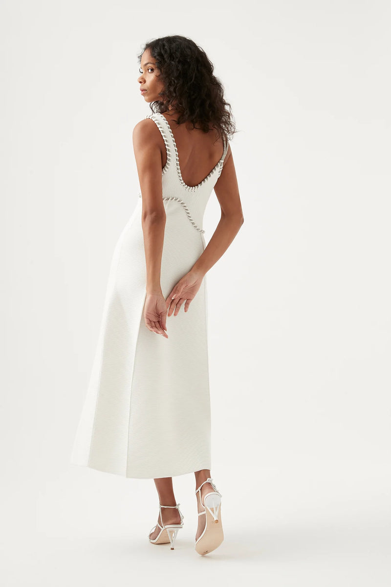 Carve Abstract Knit Midi Dress - Ivory
