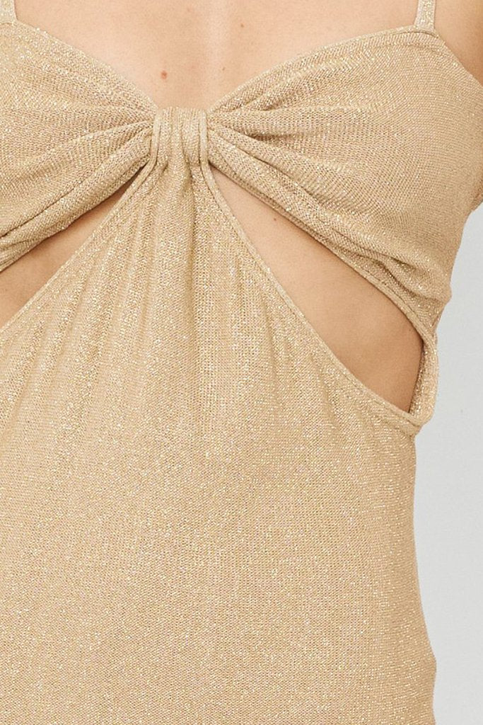 Billie Knit Cut Out Midi Dress - Gold