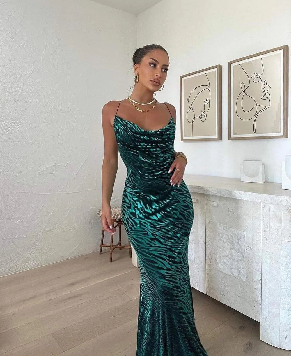 LIONELL DRESS - EMERALD ZEBRA