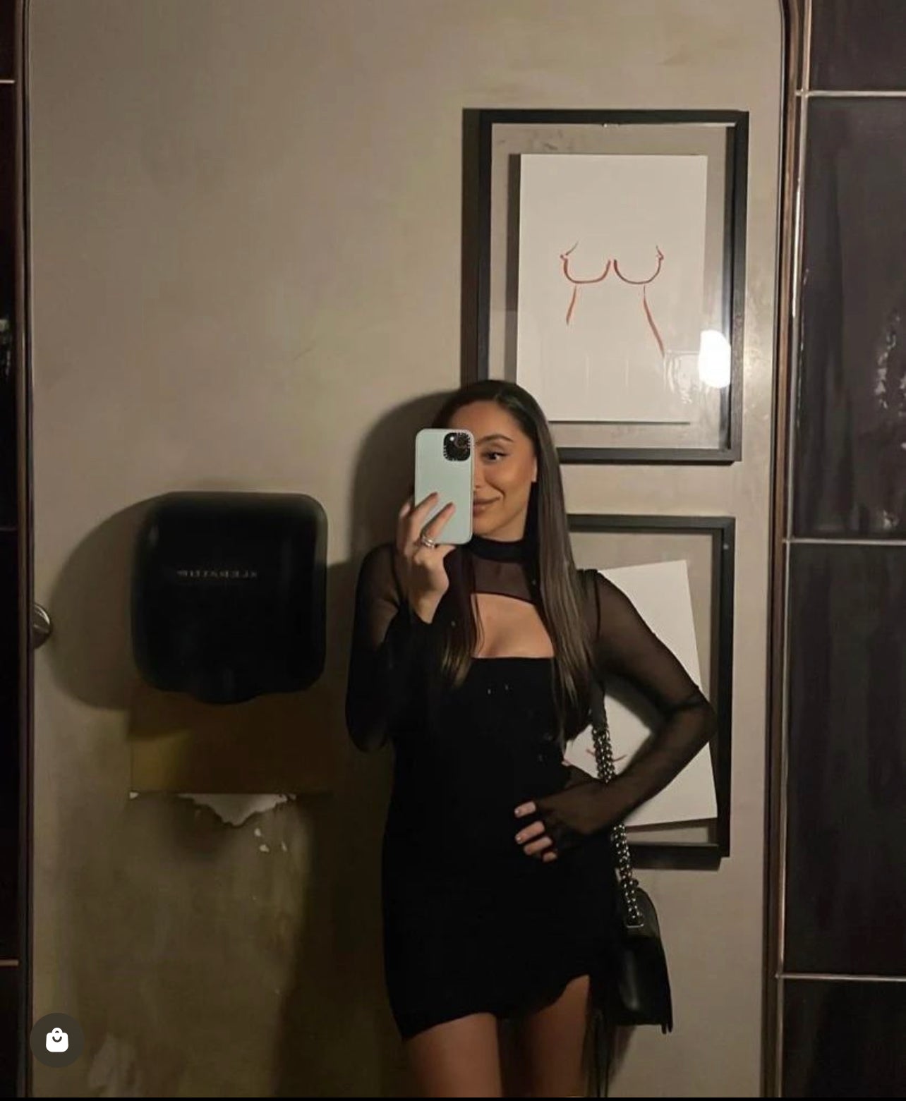 Cecilia - Black Mesh Cutout Mini Dress
