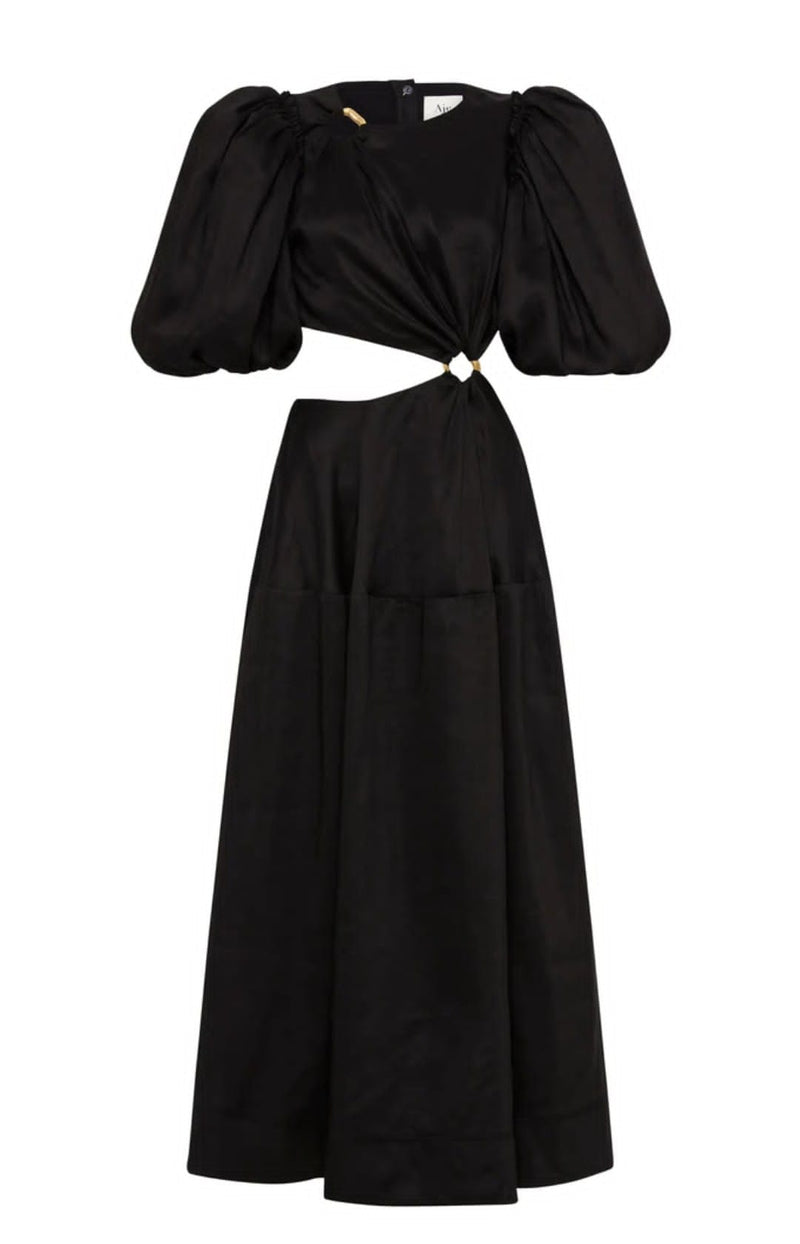 Vanades Cut Out Ring Midi Dress - Black