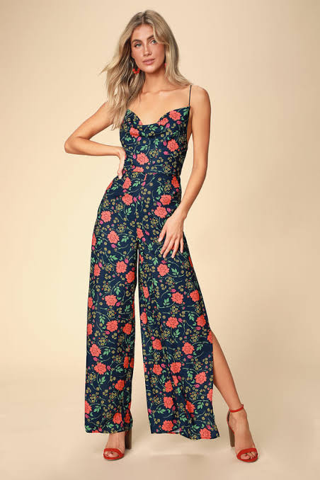 Hana Pantsuit - Navy Floral
