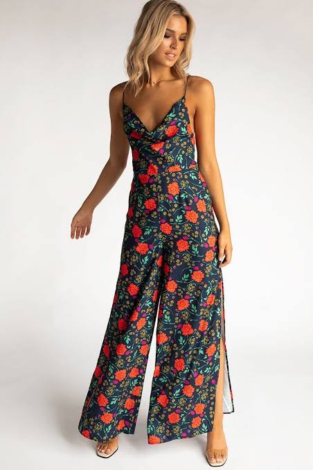 Hana Pantsuit - Navy Floral